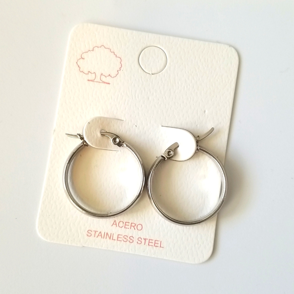 3 for $15 Silver Stainless Steel Hoop Earrings